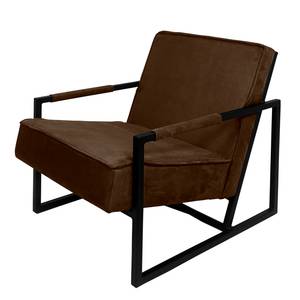 Fauteuil Manchester IV Aspect cuir vieilli - Marron