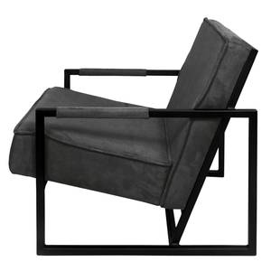 Fauteuil Manchester IV Aspect cuir vieilli - Gris foncé - Gris foncé