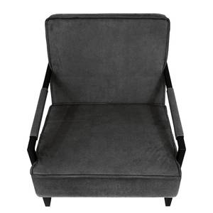 Fauteuil Manchester IV Aspect cuir vieilli - Gris foncé