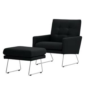 Fauteuil Maximus geweven stof Stof Floreana: Antraciet