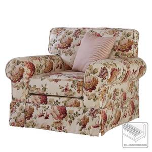 Fauteuil Merrill Tissu en coton - Beige - Motif floral