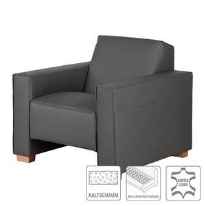 Fauteuil Midar XXL Cuir véritable gris foncé