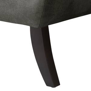 Fauteuil à oreilles Miscol Aspect cuir vieilli - Gris foncé - Sans repose-pieds