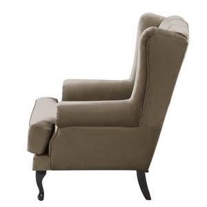 Fauteuil à oreilles Miscol Velours - Cappuccino - Avec repose-pieds