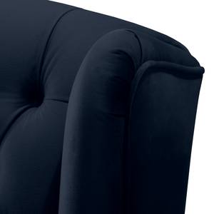 Fauteuil à oreilles Miscol Velours - Bleu foncé - Avec repose-pieds