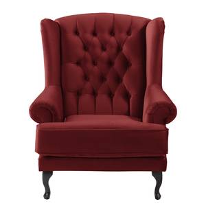 Fauteuil à oreilles Miscol Velours - Rouge - Avec repose-pieds