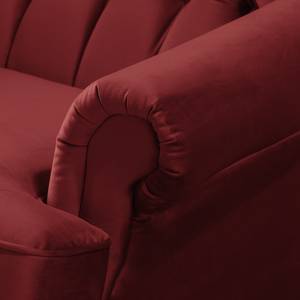 Fauteuil à oreilles Miscol Velours - Rouge - Avec repose-pieds