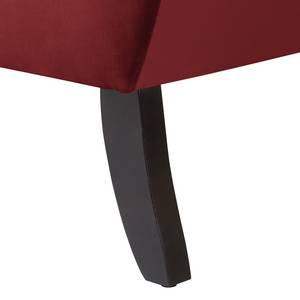 Fauteuil à oreilles Miscol Velours - Rouge - Avec repose-pieds