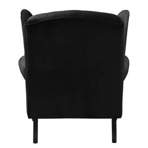 Fauteuil à oreilles Miscol Velours - Noir - Avec repose-pieds