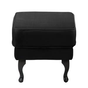 Fauteuil à oreilles Miscol Velours - Noir - Avec repose-pieds