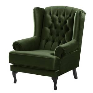 Fauteuil à oreilles Miscol Velours - Vert vieilli - Sans repose-pieds