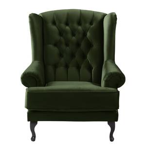 Fauteuil à oreilles Miscol Velours - Vert vieilli - Sans repose-pieds