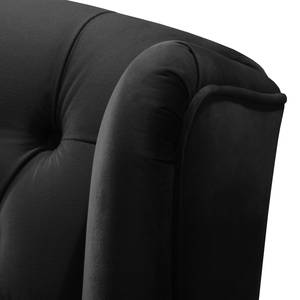 Fauteuil à oreilles Miscol Velours - Noir - Sans repose-pieds