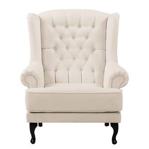 Fauteuil à oreilles Miscol Tissu - Beige - Avec repose-pieds