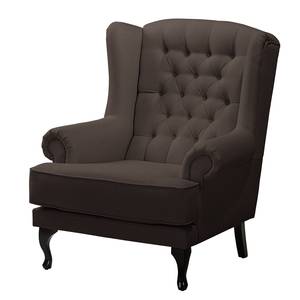 Fauteuil à oreilles Miscol Tissu - Expresso - Avec repose-pieds