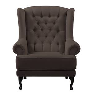 Fauteuil à oreilles Miscol Tissu - Expresso - Avec repose-pieds