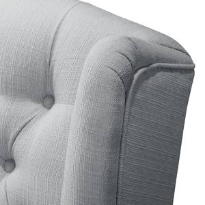 Fauteuil à oreilles Miscol Tissu - Gris argenté - Avec repose-pieds