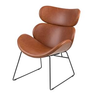 Fauteuil Montola kunstleer - cognackleurig - Zwart