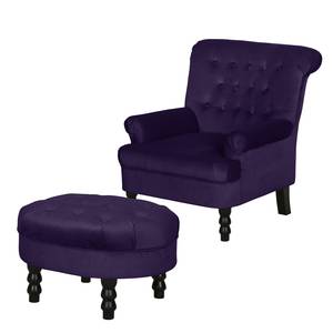 Fauteuil New Mill Microfibre - Violet foncé - Avec repose-pieds