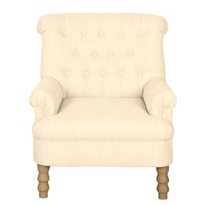 Fauteuil New Mill geweven stof Licht beige - Met hocker