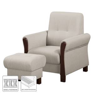 Fauteuil Outwell structuurstof - Kiezelkleurig - Met hocker