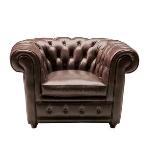 Fauteuil Oxford Cuir véritable marron foncé