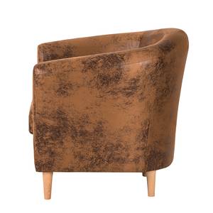 Fauteuil Philipp antiek leren look - Bruin