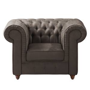 Fauteuil Chesterfield Pintano Aspect cuir vieilli - Gris marron