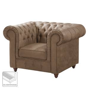 Fauteuil Chesterfield Pintano Aspect cuir vieilli - Gris congo