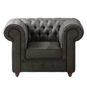 Fauteuil Chesterfield Pintano antieke leerlook - Donkergrijs