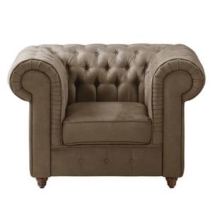 Fauteuil Chesterfield Pintano antieke leerlook - Nootmuskaat