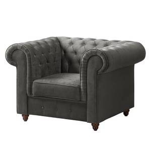 Fauteuil Chesterfield Pintano fluweel - Grijs