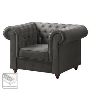 Fauteuil Chesterfield Pintano fluweel - Grijs