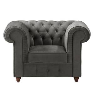 Fauteuil Chesterfield Pintano fluweel - Grijs