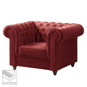 Fauteuil Chesterfield Pintano Velours - Rouge