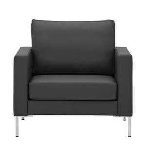 Fauteuil Portobello echt leer Echt leer Gad: Antracietkleurig - Hoekig