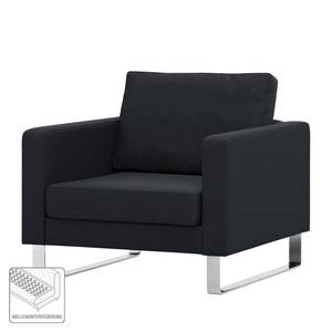 Fauteuil Portobello geweven stof Stof Ramira: Antraciet - Beugelpoten