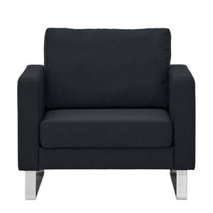 Fauteuil Portobello geweven stof Stof Ramira: Antraciet - Beugelpoten