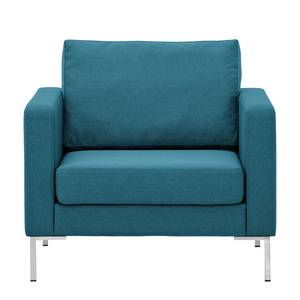 Fauteuil Portobello geweven stof Stof Ramira: Turquoise - Hoekig