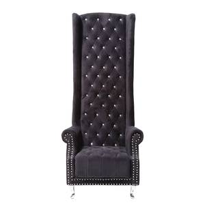 Fauteuil Queen Black Velvet Tissu mélangé Noir