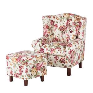 Fauteuil Red Rose geweven stof - Met hocker