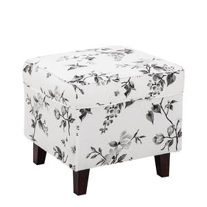 Fauteuil Colmar geweven stof - bloemen wit/zwart - Met hocker