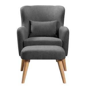 Fauteuil Ribolt geweven stof - Geweven stof Celia: Donkergrijs