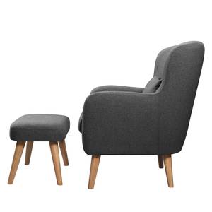 Fauteuil Ribolt geweven stof - Geweven stof Celia: Donkergrijs