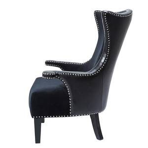 Fauteuil Rivet Velours / Cuir synthétique - Noir