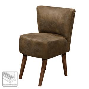 Fauteuil Rotnes antieke leerlook - Nougatkleurig - Donkerbruin