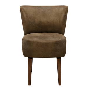 Fauteuil Rotnes antieke leerlook - Nougatkleurig - Donkerbruin