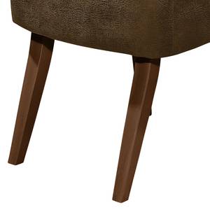 Fauteuil Rotnes antieke leerlook - Nougatkleurig - Donkerbruin