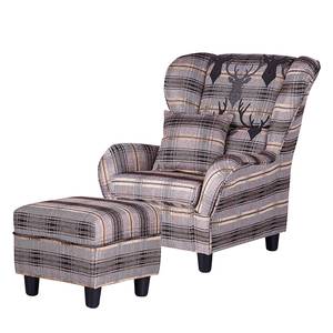 Oorfauteuil Rudolf bruine geweven stof