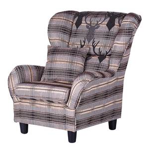 Oorfauteuil Rudolf bruine geweven stof